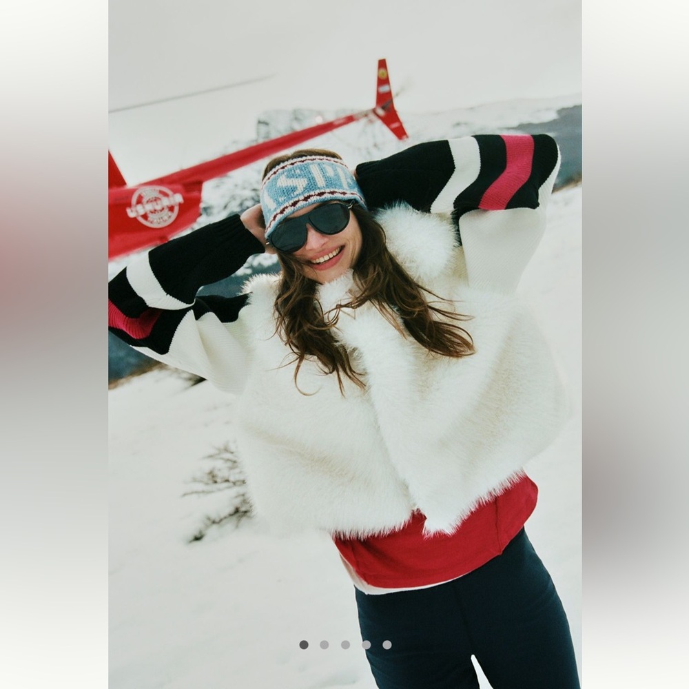 Daily practice faux fur knit cardigan sweater